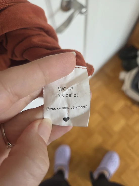 Long Rust Short Sleeve Ribbed Top - Picture 4 of 5